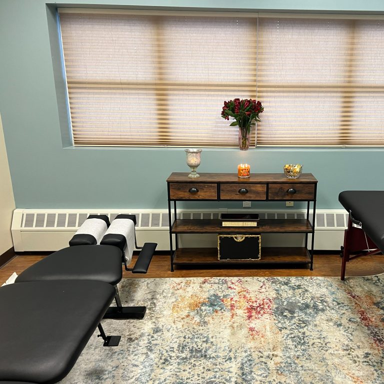 Private chiropractic treatment room at Justino Chiropractic Center in New Paltz NY